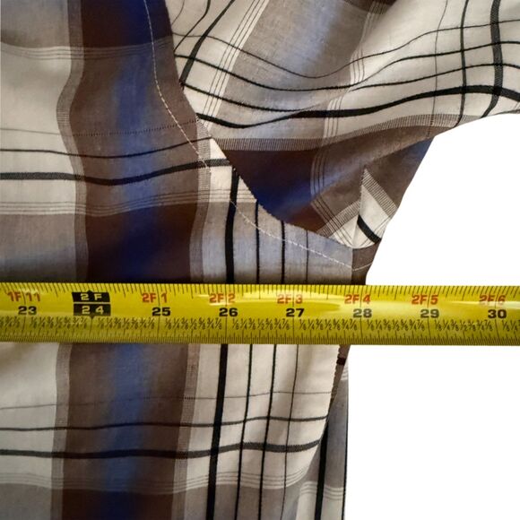 Gioberti Brown, Blue & White Plaid Short Sleeve Button Down Shirt Size XXL - Picture 11 of 11